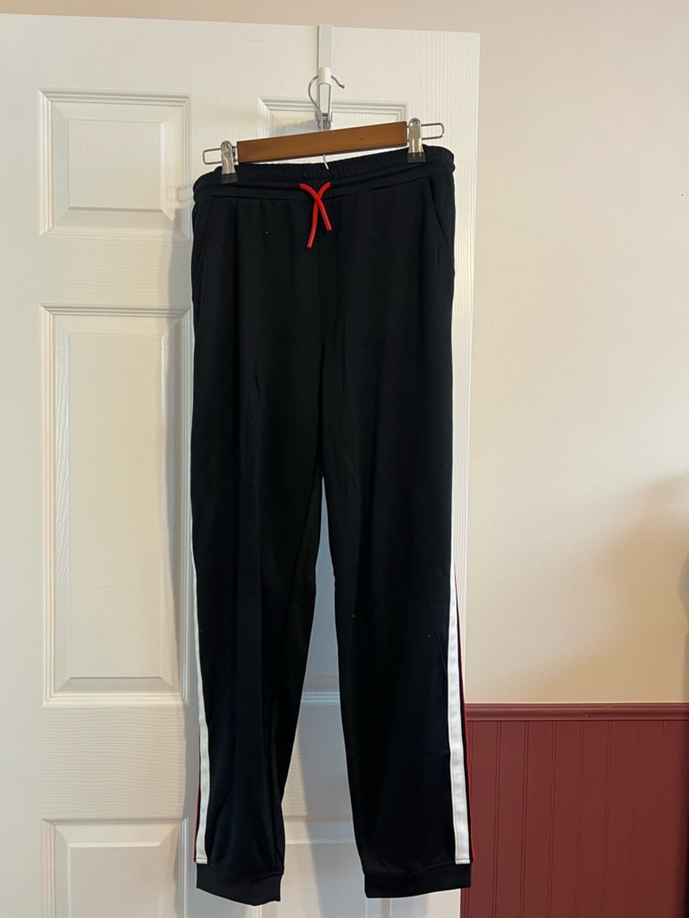 art class Black Track Joggers with White Side Stripe and Red Drawstring